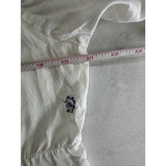Vintage April Cornell Medium Nightgown White Floral Embroidered Prairie Cottage - Picture 9 of 11
